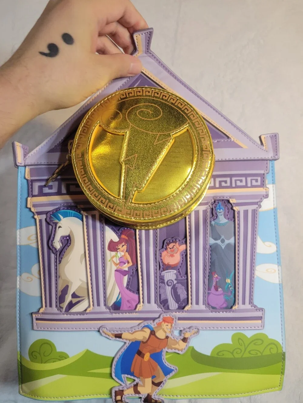 Hercules Loungefly Mini Backpack Grecian Temple Building Being Lifted NWT